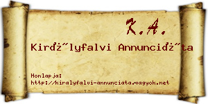 Királyfalvi Annunciáta névjegykártya